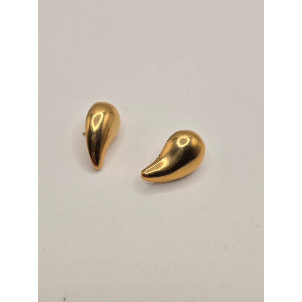 Napier Vintage Gold Tone Teardrop Stud Earrings Polished Curved Comma Post Backs